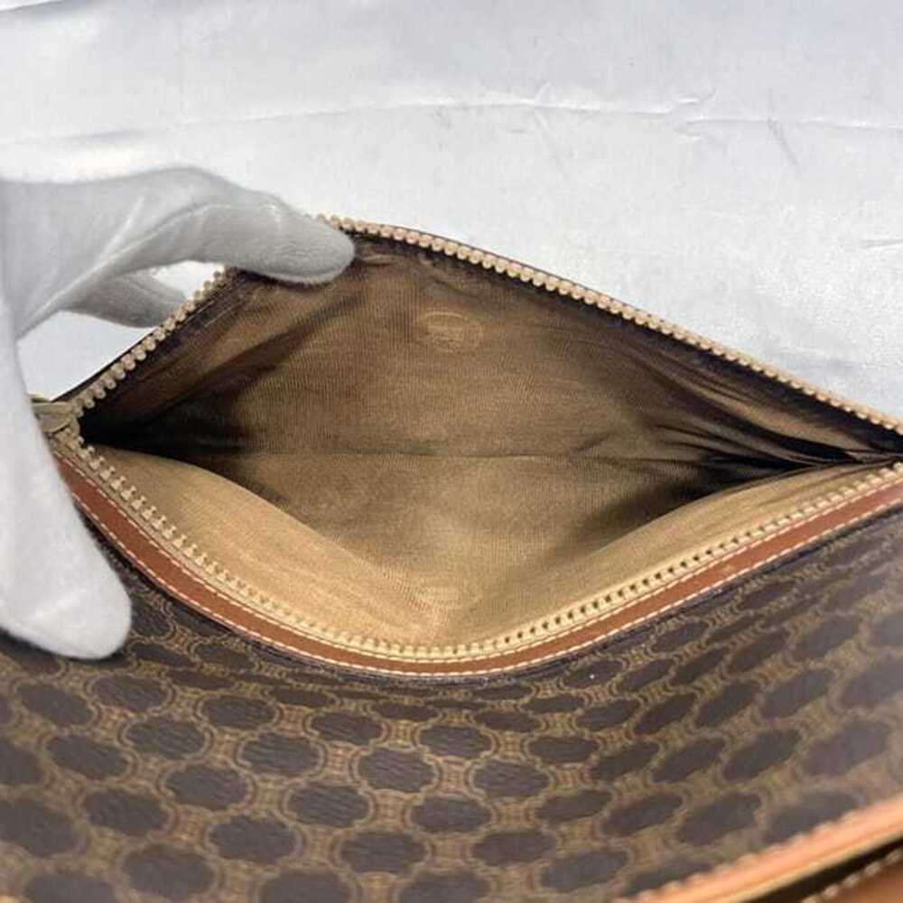 Celine Clutch Bag Brown Macadam Leather Handbag Logo All over Flap Magnetic - Picture 7 of 10